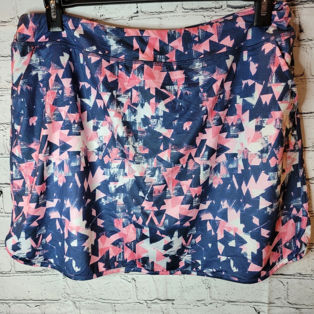Chicho Athletic Skort Women XL Navy Pink Geometric Print‎ Tennis Golf Skirt Exc